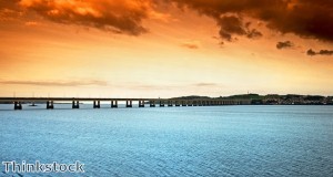 The Tay Bridge spans the Firth of Tay 